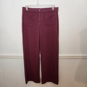 New Halara Pants XL Womens Red High Rise Wide Leg Pocket ButtonFront Athleisure